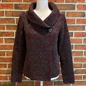 Carole Little Maroon & Gray Wrap Sweater Size M